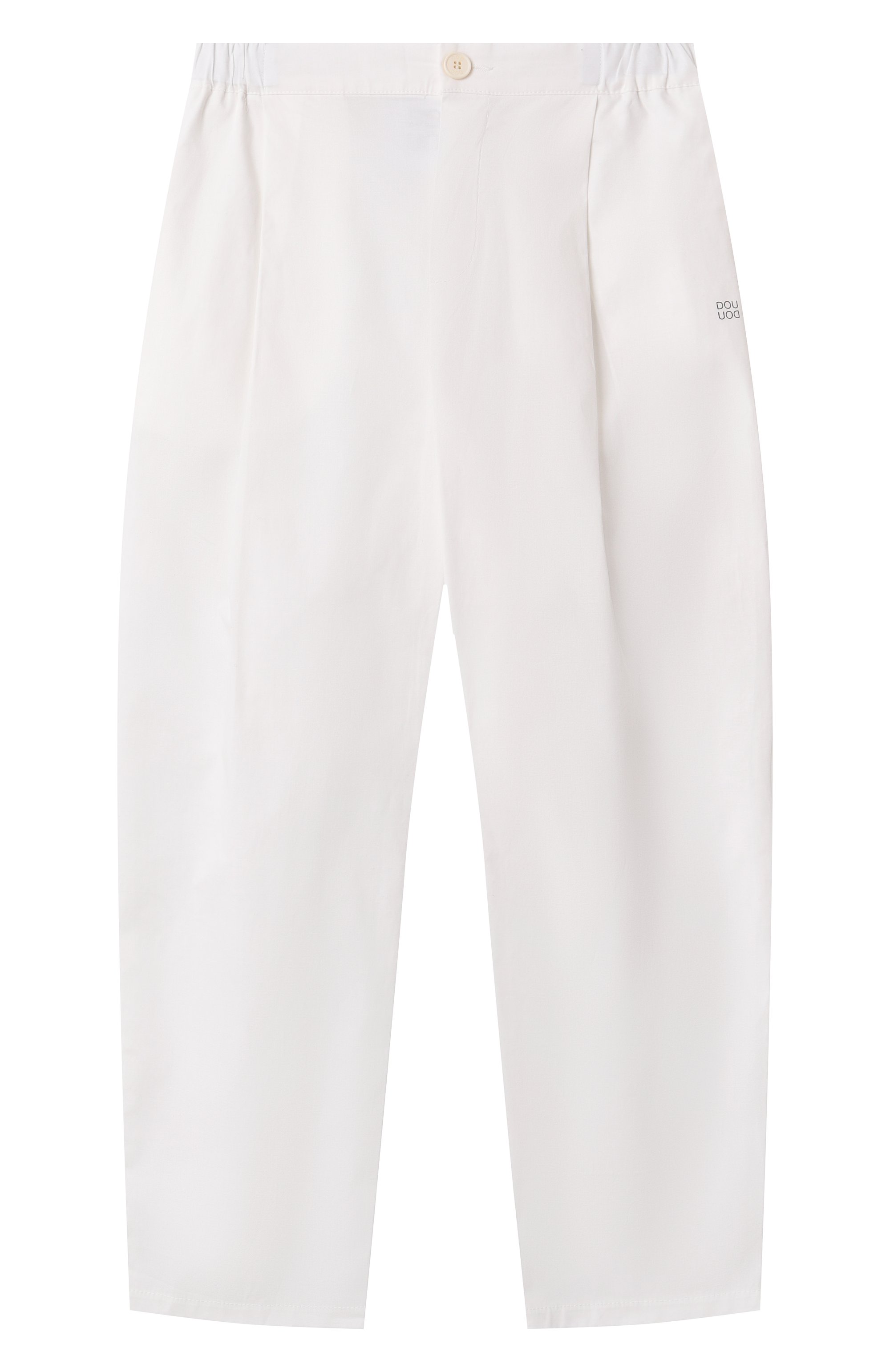 Хлопковые брюки DOUUOD молочного цвета по цене 11350 руб., арт. DW6P61, фото 1 Хлопковые брюки DOUUOD, арт. DW6P61, фото 1