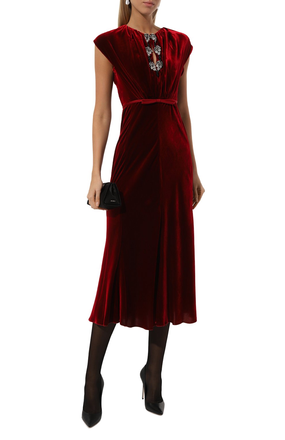Бархатное платье GIAMBATTISTA VALLI бордового цвета по цене 468500 руб., арт. 24FWPVTE5110-23ALB, фото 2 Бархатное платье GIAMBATTISTA VALLI, арт. 24FWPVTE5110-23ALB, фото 2