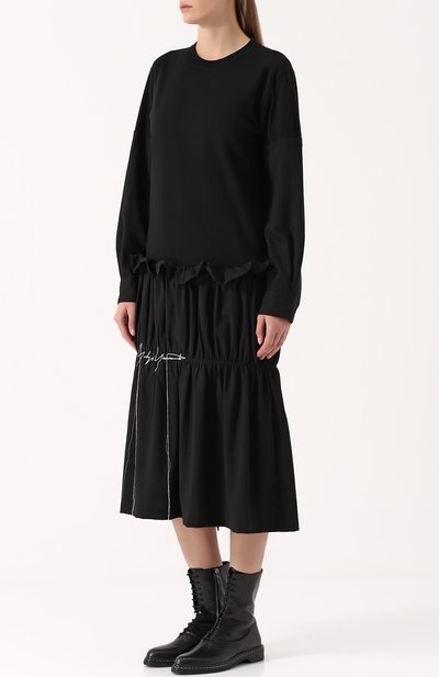 Платье-миди с длинным рукавом и драпировкой YOHJI YAMAMOTO, арт. FK-D17-909, фото 3