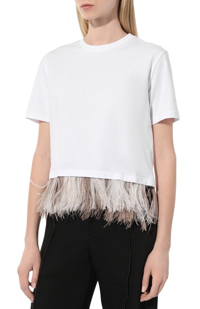 Футболка с отделкой перьями SIMONETTA RAVIZZA, арт. S04TP32T602, фото 3