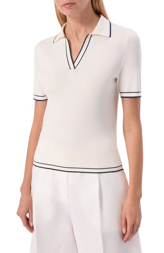 Поло из шелка и хлопка MVST M26.2PW.K223-SS/Y201 Белый  M26.2PW.K223-SS/Y201 Фото 3