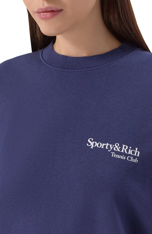 Хлопковый свитшот Sporty and Rich ST071621425BL106 Синий  ST071621425BL106 Фото 5
