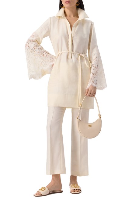 Женские кожаные шлепанцы vlogo signature VALENTINO кремвого цвета, арт. 6W2S0BD5/DSH | Фото 2 (Материал внутренний: Натуральная кожа; Подошва: Плоская; Драгоценные камни: Проставлено; Каблук высота: Низкий; Материал внешний: Натуральная кожа; Материал сплава: Проставлено)