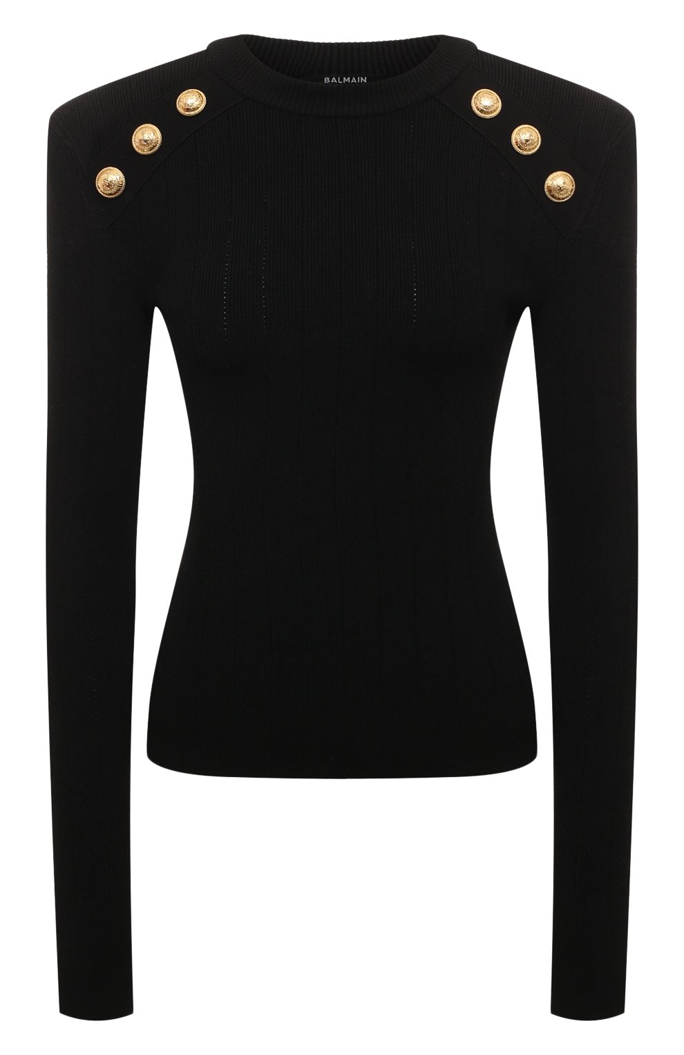 Пуловер из вискозы BALMAIN черного цвета по цене 138000 руб., арт. DF1KD001/KB07, фото 1 Пуловер из вискозы BALMAIN, арт. DF1KD001/KB07, фото 1