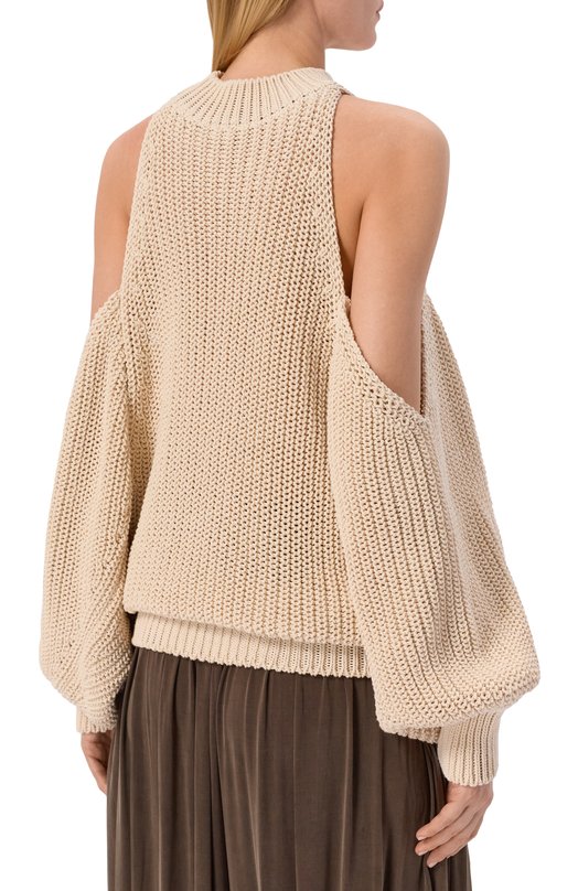 Хлопковый свитер Balmain GF0KE055/KJ69 Бежевый  GF0KE055/KJ69 Фото 4