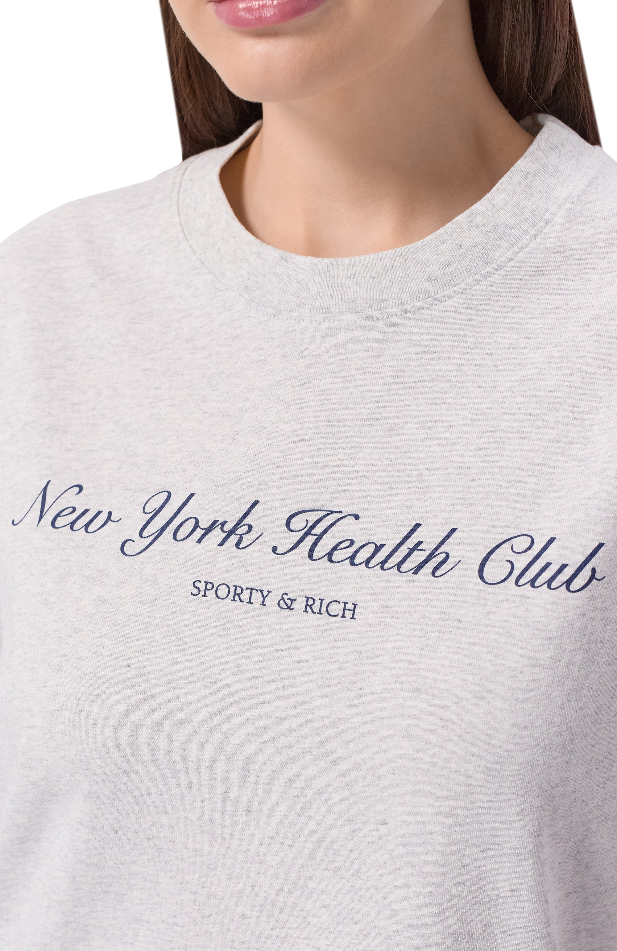 Хлопковая футболка SPORTY AND RICH серого цвета по цене 12150 руб., арт. T004376043GY03, фото 5 Хлопковая футболка SPORTY AND RICH, арт. T004376043GY03, фото 5