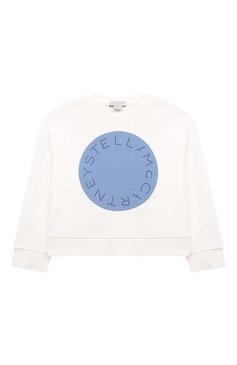 Детский хлопковый свитшот STELLA MCCARTNEY белого цвета, арт. TS4C00 | Фото 1 (Рукава: Длинные; Материал сплава: Проставлено; Материал внешний: Хлопок; Девочки Кросс-КТ: Свитшот-одежда; Драгоценные камни: Проставлено)