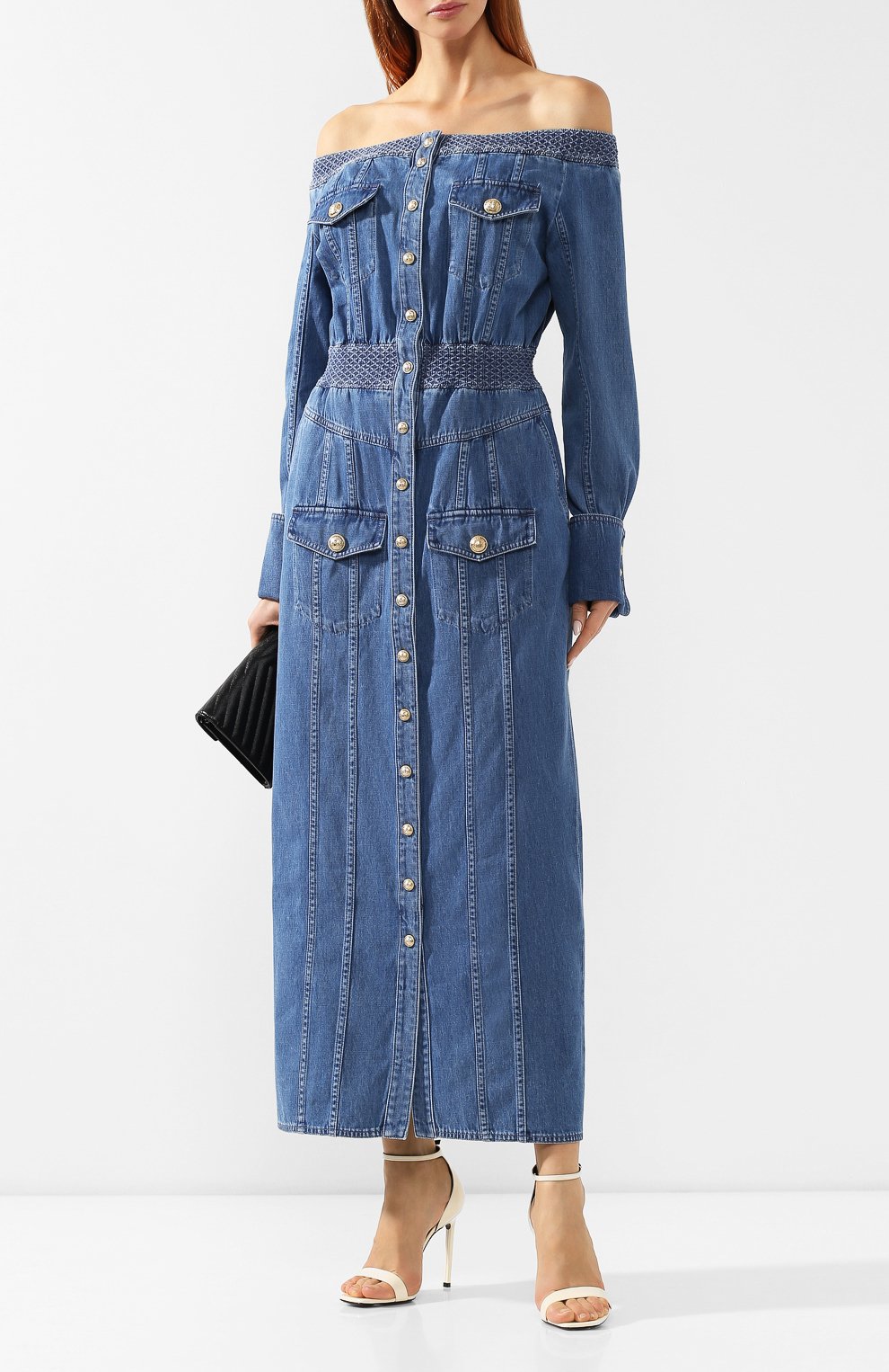 Джинсовое платье BALMAIN голубого цвета по цене 238500 руб., арт. SF16364/D084, фото 2 Джинсовое платье BALMAIN, арт. SF16364/D084, фото 2