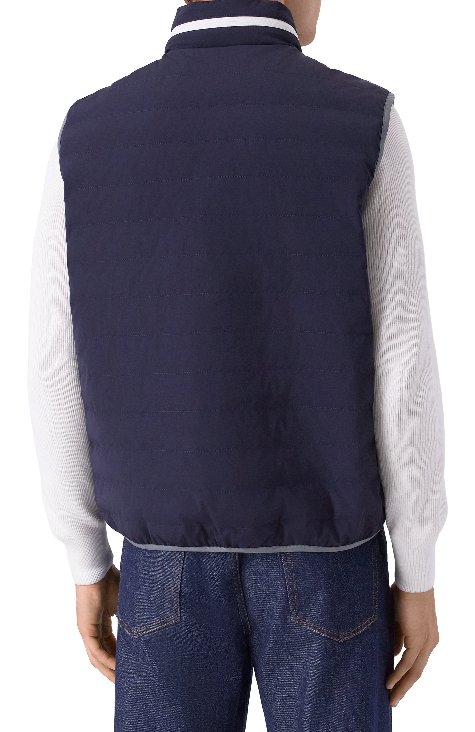 Пуховый жилет BRUNELLO CUCINELLI темно-синего цвета по цене 283000 руб., арт. MM49A7460G, фото 4 Пуховый жилет BRUNELLO CUCINELLI, арт. MM49A7460G, фото 4