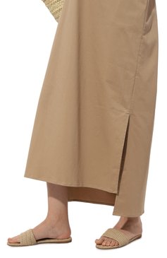 Женские шлепанцы GIORGIO ARMANI бежевого цвета, арт. GW000109/AF10389 | Фото 3 (Каблук высота: Низкий; Материал внутренний: Текстиль; Подошва: Плоская; Материал внешний: Текстиль)