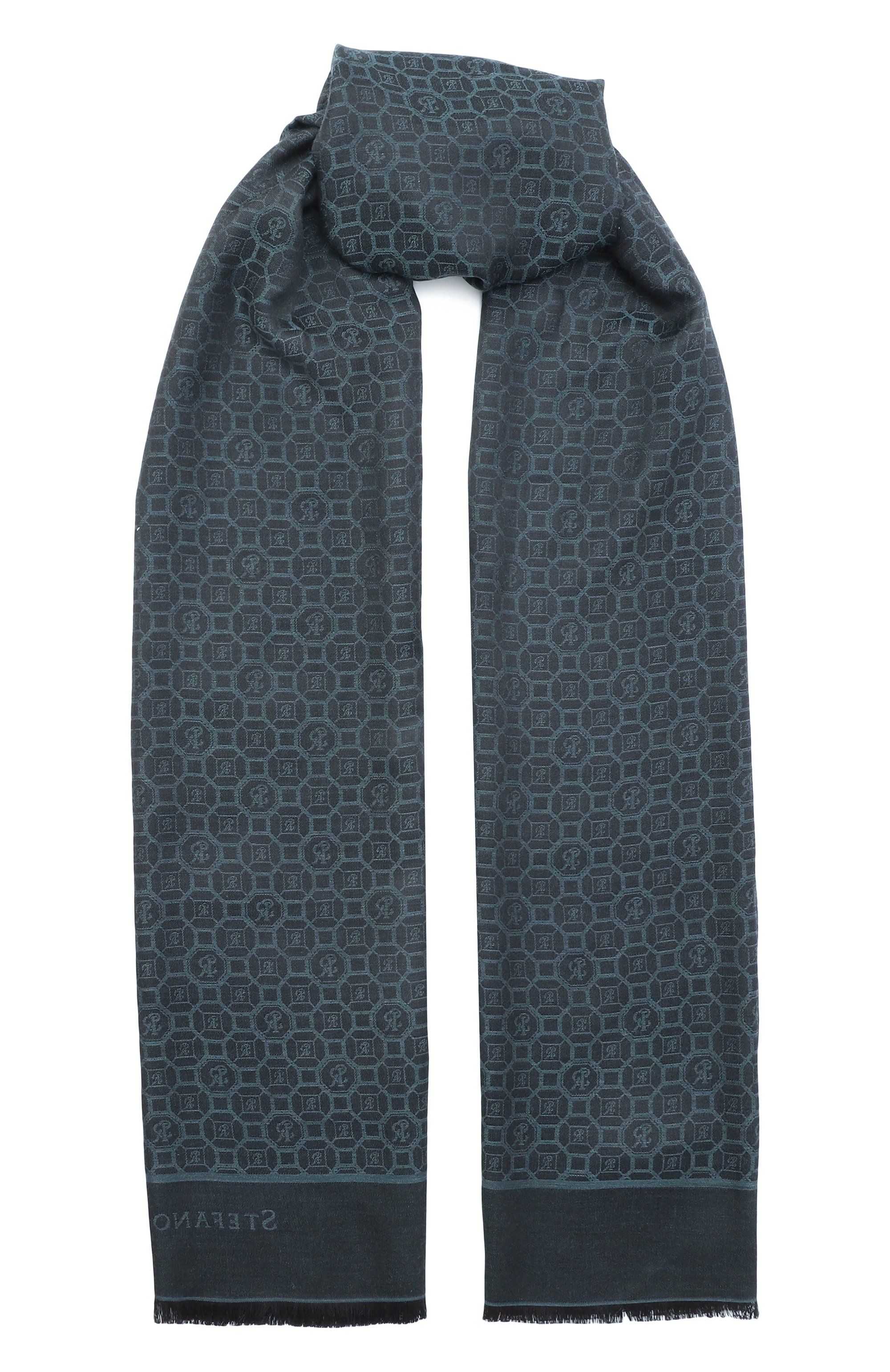 Шарф из шелка и кашемира STEFANO RICCI темно-зеленого цвета по цене 61450 руб., арт. MWA4300020/7442, фото 1 Шарф из шелка и кашемира STEFANO RICCI, арт. MWA4300020/7442, фото 1