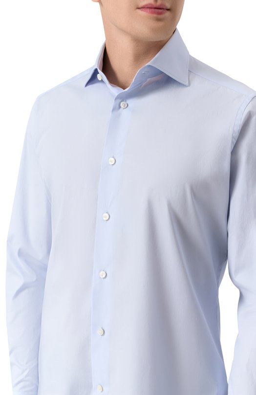 Хлопковая сорочка Zegna 9MS0BA/R904108A9 Синий  9MS0BA/R904108A9 Фото 5