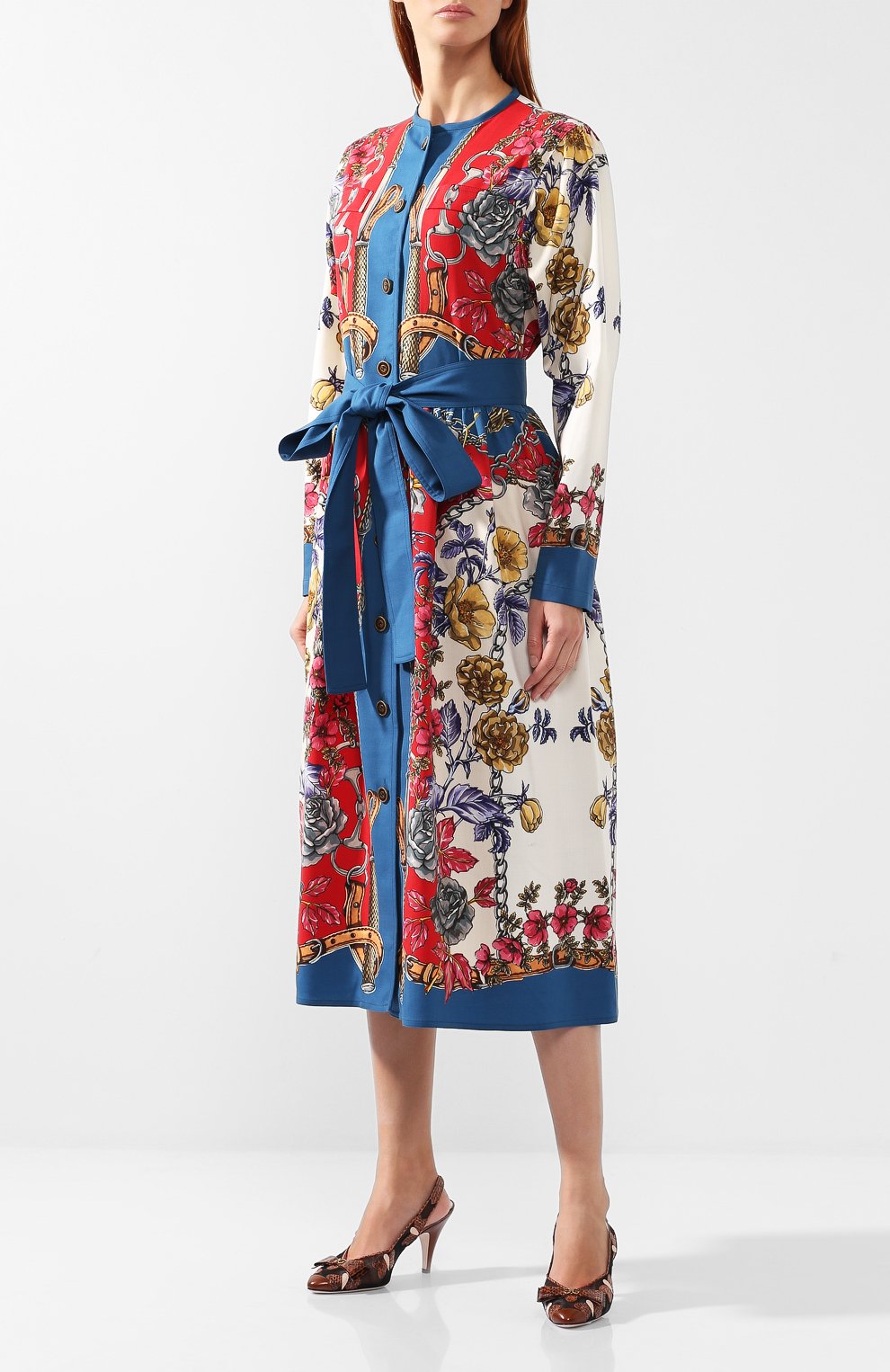 Шерстяное платье с поясом и принтом GUCCI, арт. 537700/ZLQ62, фото 3