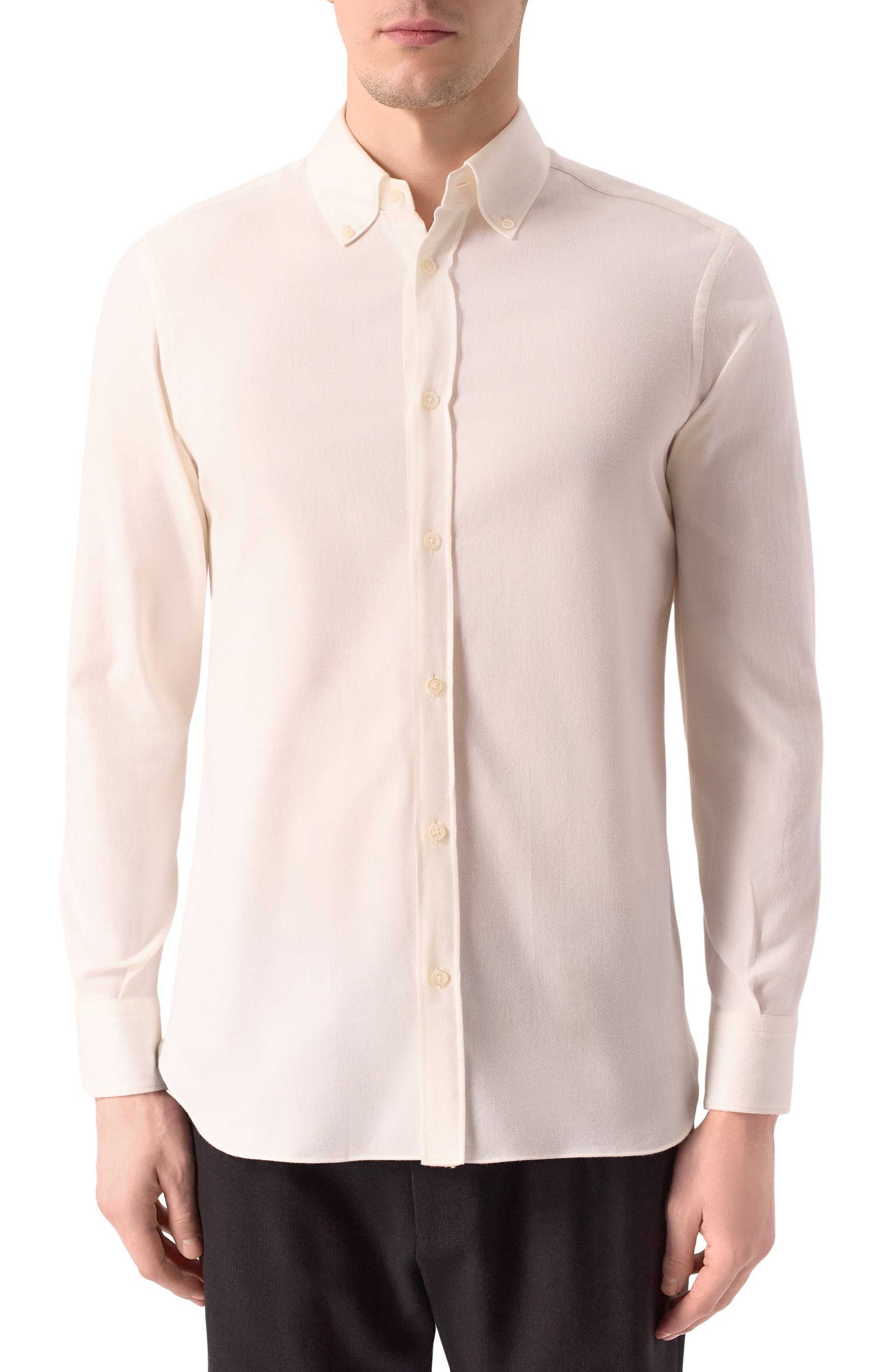 Хлопковая рубашка ZEGNA кремового цвета по цене 73300 руб., арт. SRB4/UEX35A8, фото 3 Хлопковая рубашка ZEGNA, арт. SRB4/UEX35A8, фото 3