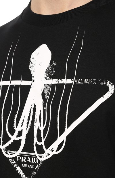 Хлопковая фу тболка PRADA, арт. UJN317-10JW-F0002-162, фото 5