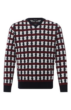 Мужской пуловер из шерсти и кашемира GIORGIO ARMANI разноцветного цвета, арт. 6HSM19/SM17Z | Фото 1 (Материал внешний: Шерсть; Длина (для топов): Стандартные; Рукава: Длинные; Мужское Кросс-КТ: Пуловеры; Стили: Кэжуэл; Вырез: V-образный; Принт: С принтом)