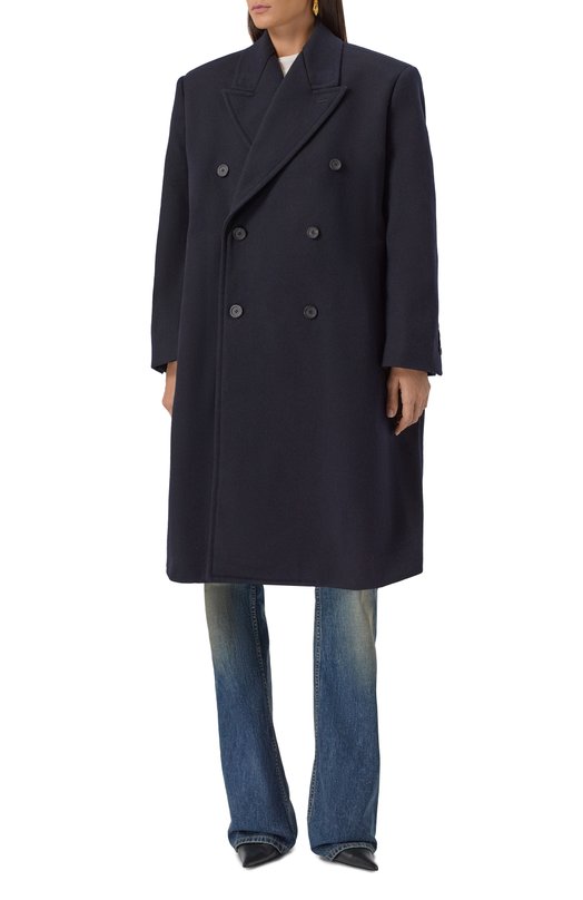 Шерстяное пальто Balenciaga 838930/TSU08 Синий  838930/TSU08 Фото 3