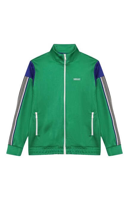 Детский толстовка VERSACE зеленого цвета, арт. 1018282/1A13060/4A-6A | Фото 1 (Рукава: Длинные; Материал внешний: Синтетический материал; Материал сплава: Проставлено; Драгоценные камни: Проставлено)
