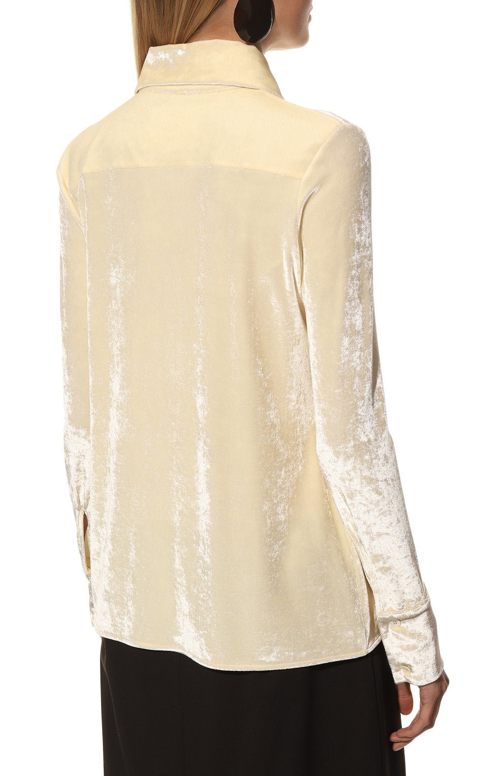 Бархатная рубашка JIL SANDER кремового цвета по цене 99350 руб., арт. J02DL0016-J65006, фото 4 Бархатная рубашка JIL SANDER, арт. J02DL0016-J65006, фото 4