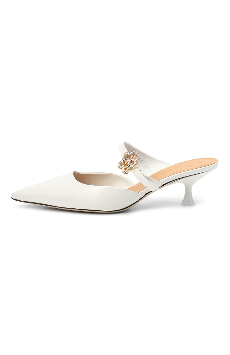 Женские кожаные мюли LOEWE белого цвета, арт. L814S01X14 | Фото 3 (Материал внутренний: Натуральная кожа; Каблук тип: Фигурный; Каблук высота: Низкий; Подошва: Плоская; Материал сплава: Проставлено; Драгоценные камни: Проставлено; Материа�л внешний: Натуральная кожа)
