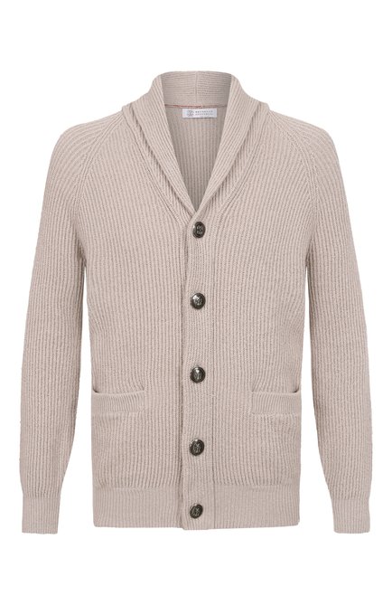Мужской хлопковый кардиган BRUNELLO CUCINELLI бежевого цвета, арт. MNI708606 | Фото 1 (Длина (для топов): Удлиненные; Материал сплава: Проставлено; Рукава: Длинные; Драгоценные камни: Проставлено; Материал внешний: Хлопок)