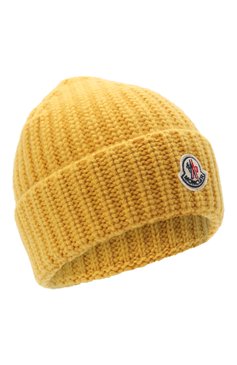 Женская шерстяная шапка MONCLER желтого цвета, арт. G2-093-3B000-05-M1115 | Фото 1 (Материал: Текстиль, Шерсть; Материал сплава: Проставлено; Нос: Не проставлено)