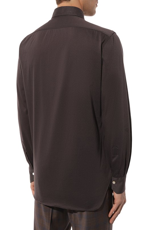 Хлопковая рубашка Kiton UCIH07147 Коричневый  UCIH07147 Фото 4