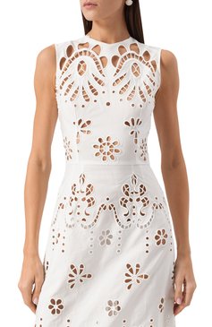 Женское хлопковое платье DOLCE & GABBANA белого цвета, арт. F6JI0Z/GDCJW | Фото 5 (Материал сплава: Проставлено; Драгоценные камни: Проставлено; Длина Ж (юбки, платья, шорты): Макси; Женское Кросс-КТ: Платье-одежда; Случай: Повседневный; Стили: Романтичный; Рукава: Без рукавов; Материал внешний: Хлопок)