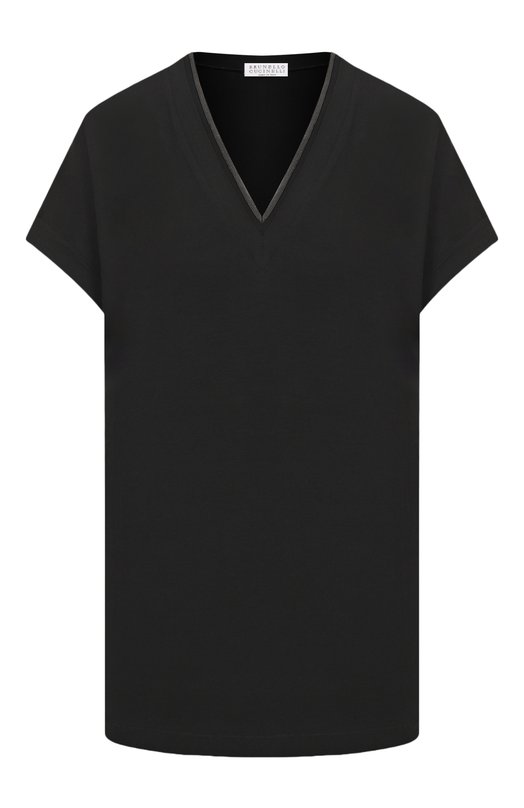 Хлопковый топ Brunello Cucinelli M0T18BD222 Чёрный M0T18BD222
