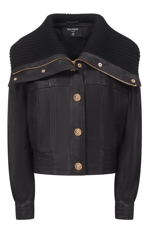 Кожаный бомбер Balmain GF1TE205/LE04 Чёрный GF1TE205/LE04
