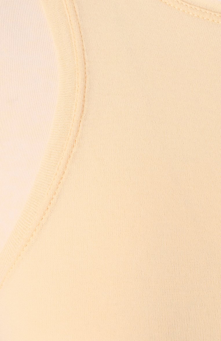 Женская хлопковая футболка JIL SANDER кремового цвета, арт. J02NF0005/J20249 | Фото 6 (Рукава: Короткие; Материал внешний: Хлопок; Принт: Без принта; Стили: Минимализм; Кросс-КТ: костюм; Длина (для топов): Удлиненные; Автоматизация состава: Проставлено; Автоматизация ТО: Проставлено)
