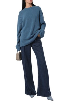 Женские джинсы 7 FOR ALL MANKIND синего цвета, арт. JSP0C860BN | Фото 2 (Длина (брюки, джинсы): Удлиненные; Кросс-КТ: Деним; Силуэт Ж (брюки и джинсы): Расклешенные; Материал внешний: Хлопок, Деним)