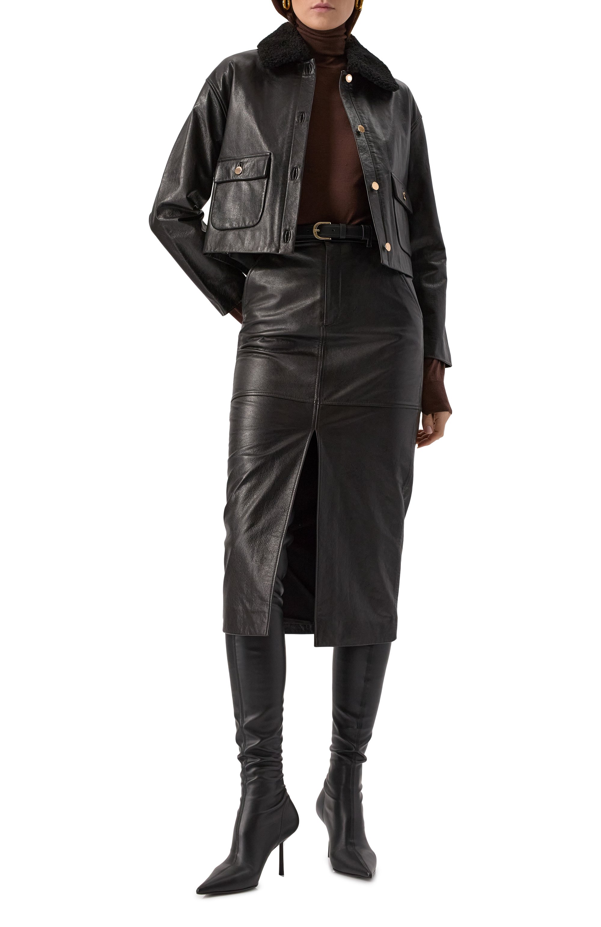 Кожаная юбка SELF-PORTRAIT, арт. RS25092MSK, фото 2