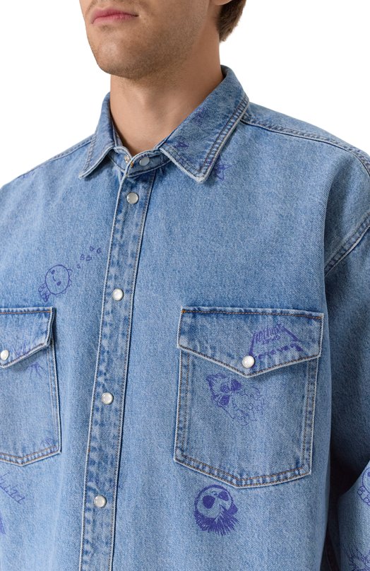 Джинсовая рубашка VETEMENTS UE54SH160N/2801 DENIM Голубой  UE54SH160N/2801 DENIM Фото 5
