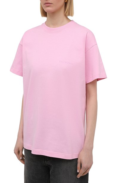 Хлопковая футболка BALENCIAGA розового цвета по цене 69850 руб., арт. 612965/TIVG5, фото 3 Хлопковая футболка BALENCIAGA, арт. 612965/TIVG5, фото 3