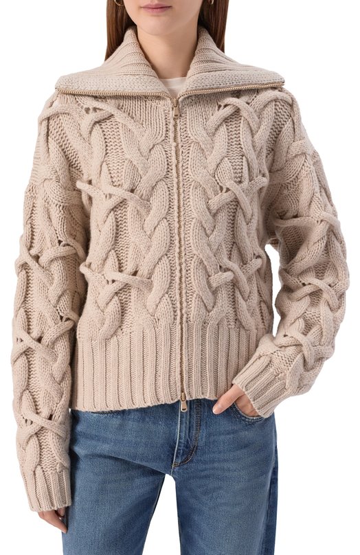 Кашемировый кардиган Brunello Cucinelli M52365806 Бежевый  M52365806 Фото 3
