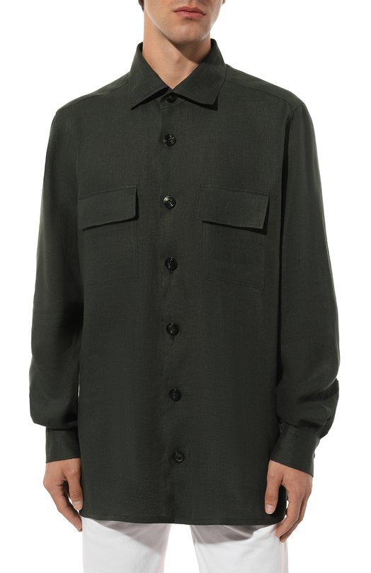 Льняная рубашка Kiton UMC016H08838 Зелёный  UMC016H08838 Фото 3