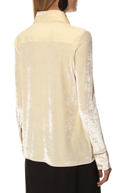 Бархатная рубашка JIL SANDER кремового цвета по цене 99350 руб., арт. J02DL0016-J65006, фото 4 Бархатная рубашка JIL SANDER, арт. J02DL0016-J65006, фото 4
