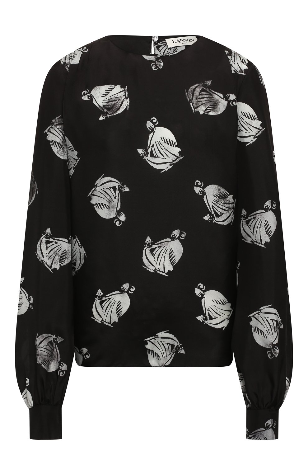 Шелковая блузка LANVIN черно-белого цвета по цене 94650 руб., арт. RW-T0669I-4185-H19, фото 1 Шелковая блузка LANVIN, арт. RW-T0669I-4185-H19, фото 1