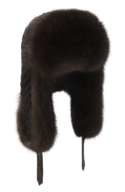 Женская утепленная шапка-ушанка с отделкой из соболя BLACK SABLE, арт. BS-24005EB