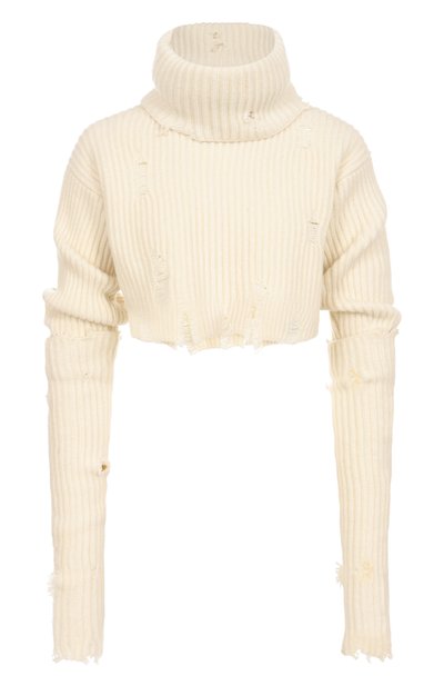 Шерстяной свитер ANN DEMEULEMEESTER кремового цвета по цене 82900 руб., арт. 2402-W-KN34-KN048-003, фото 1 Шерстяной свитер ANN DEMEULEMEESTER, арт. 2402-W-KN34-KN048-003, фото 1