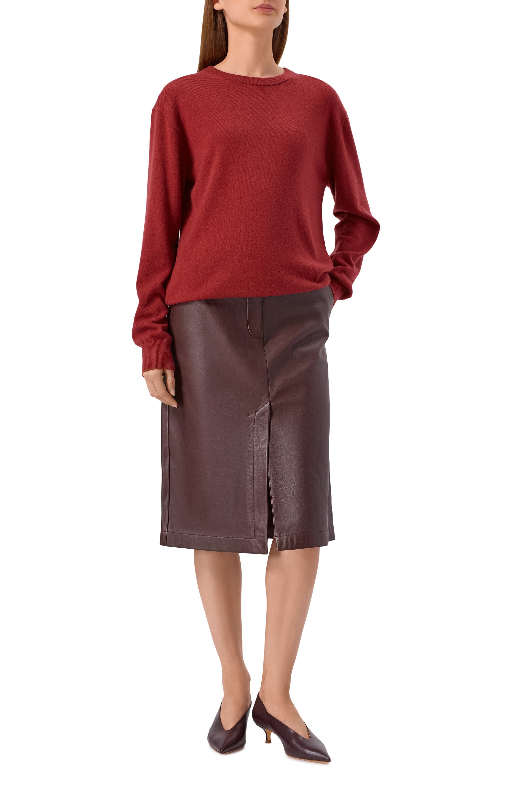 Кожаная юбка 12 STOREEZ коричневого цвета по цене 65000 руб., арт. 124529, фото 2 Кожаная юбка 12 STOREEZ, арт. 124529, фото 2