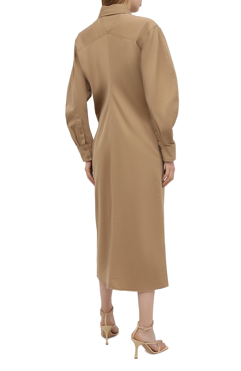 Платье из хлопка и шелка BOTTEGA VENETA бежевого цвета по цене 140500 руб., арт. 647122/V0GW0, фото 4 Платье из хлопка и шелка BOTTEGA VENETA, арт. 647122/V0GW0, фото 4