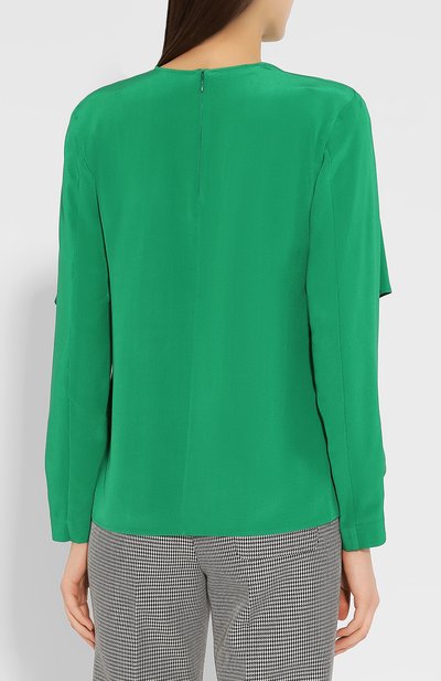 Шелковая блузка STELLA MCCARTNEY зеленого цвета по цене 54200 руб., арт. 588870/SY206, фото 4 Шелковая блузка STELLA MCCARTNEY, арт. 588870/SY206, фото 4