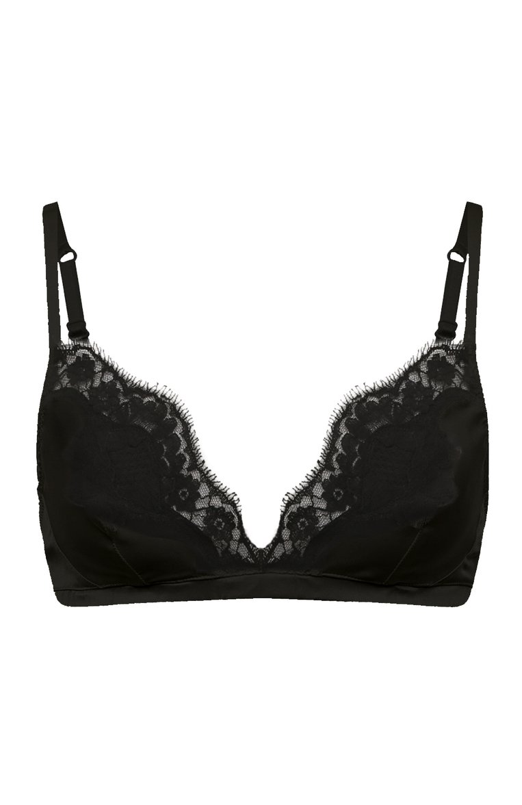 Женский шелковый бюстгальтер DOLCE & GABBANA черного цвета, арт. 01A01T/FUAD8/0UTLET AW22-23 | Фото 1 (Материал внешний: Шелк; Нос: Не проставлено)