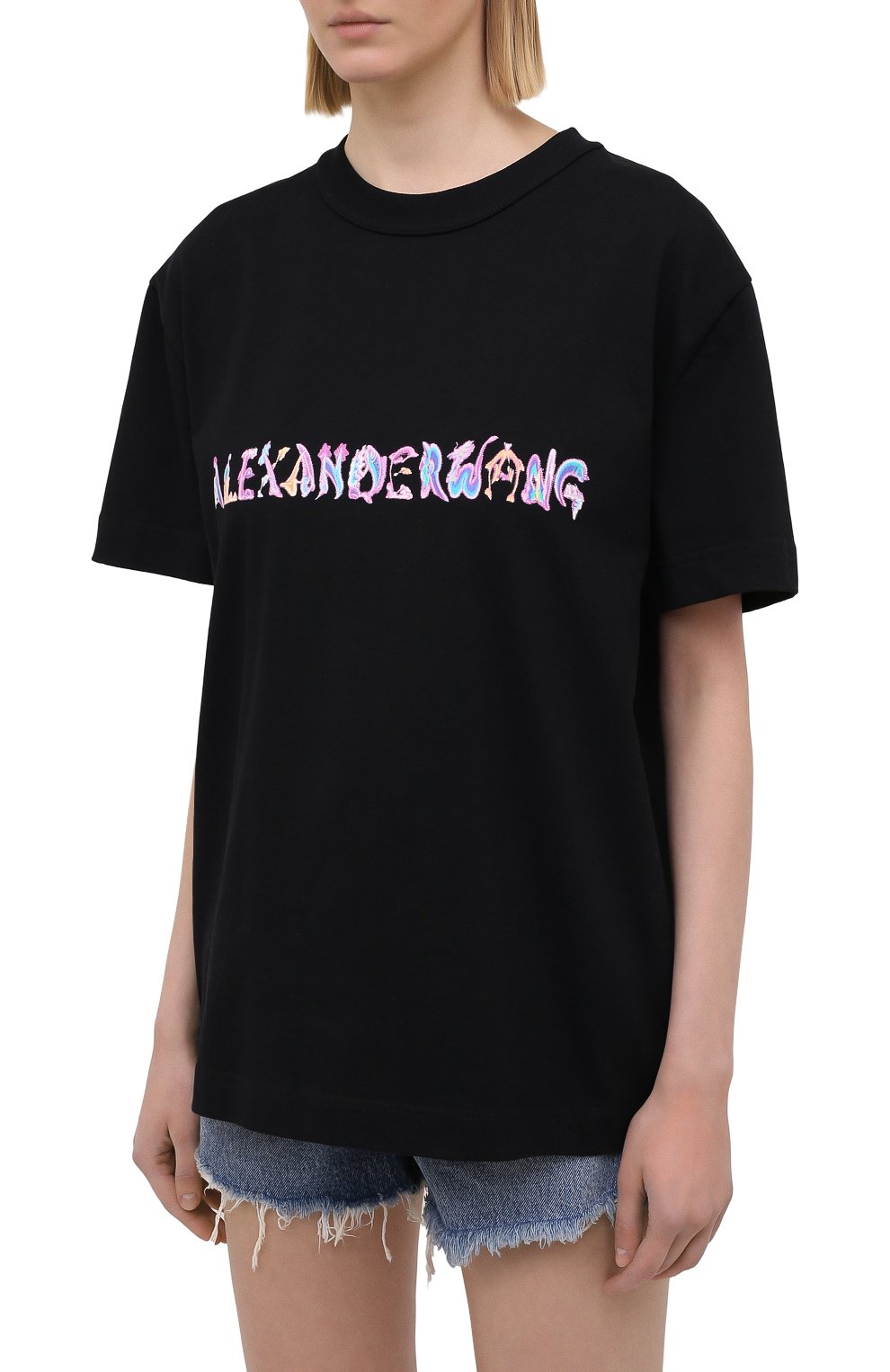 Хлопковая футболка ALEXANDER WANG черного цвета по цене 17350 руб., арт. UCC1211015, фото 3 Хлопковая футболка ALEXANDER WANG, арт. UCC1211015, фото 3