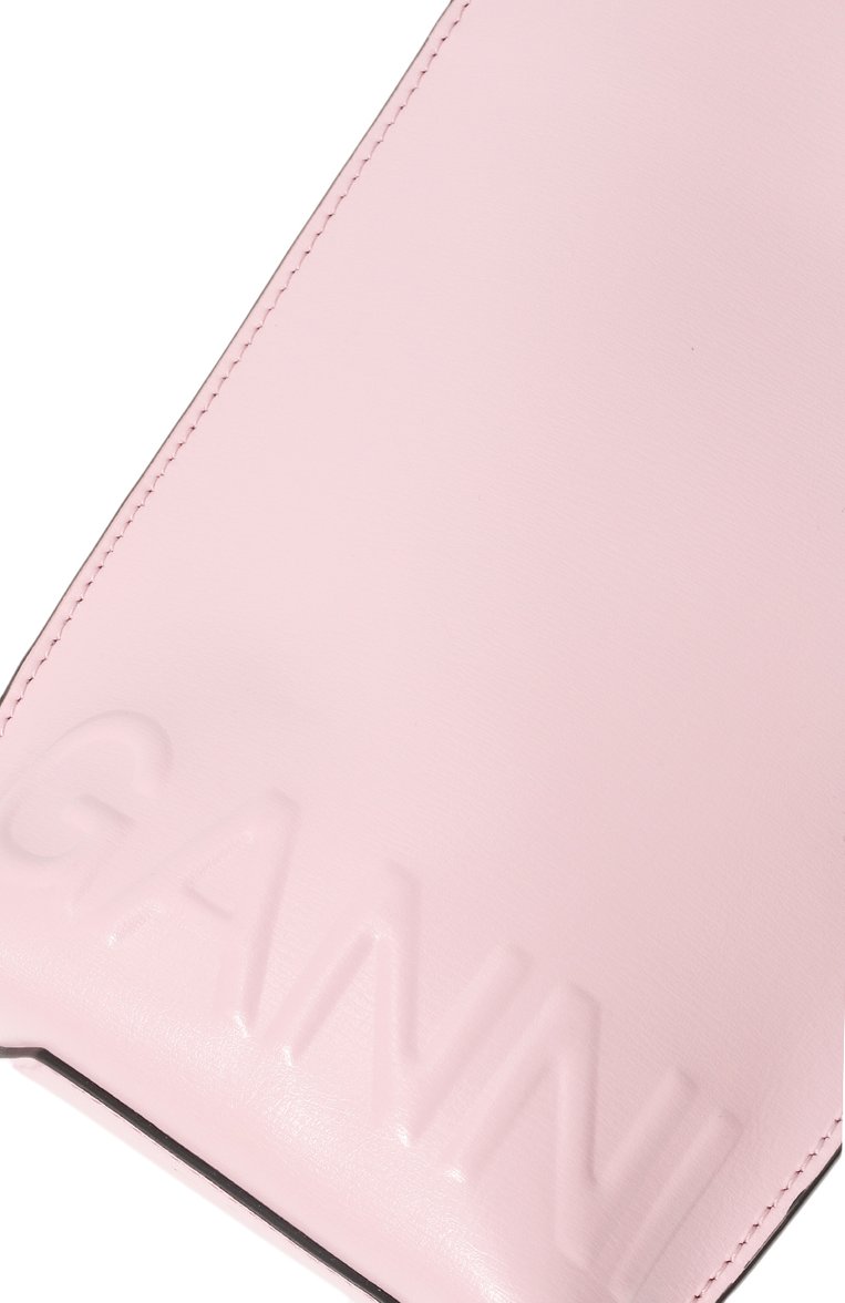 Женская сумка banner GANNI розового цвета, арт. A4866 | Фото 3 (Сумки-технические: Сумки через плечо; Материал: Натуральная кожа; Материал сплава: Проставлено; Размер: mini; Ремень/цепочка: На ремешке; Драгоценные камни: Проставлено)