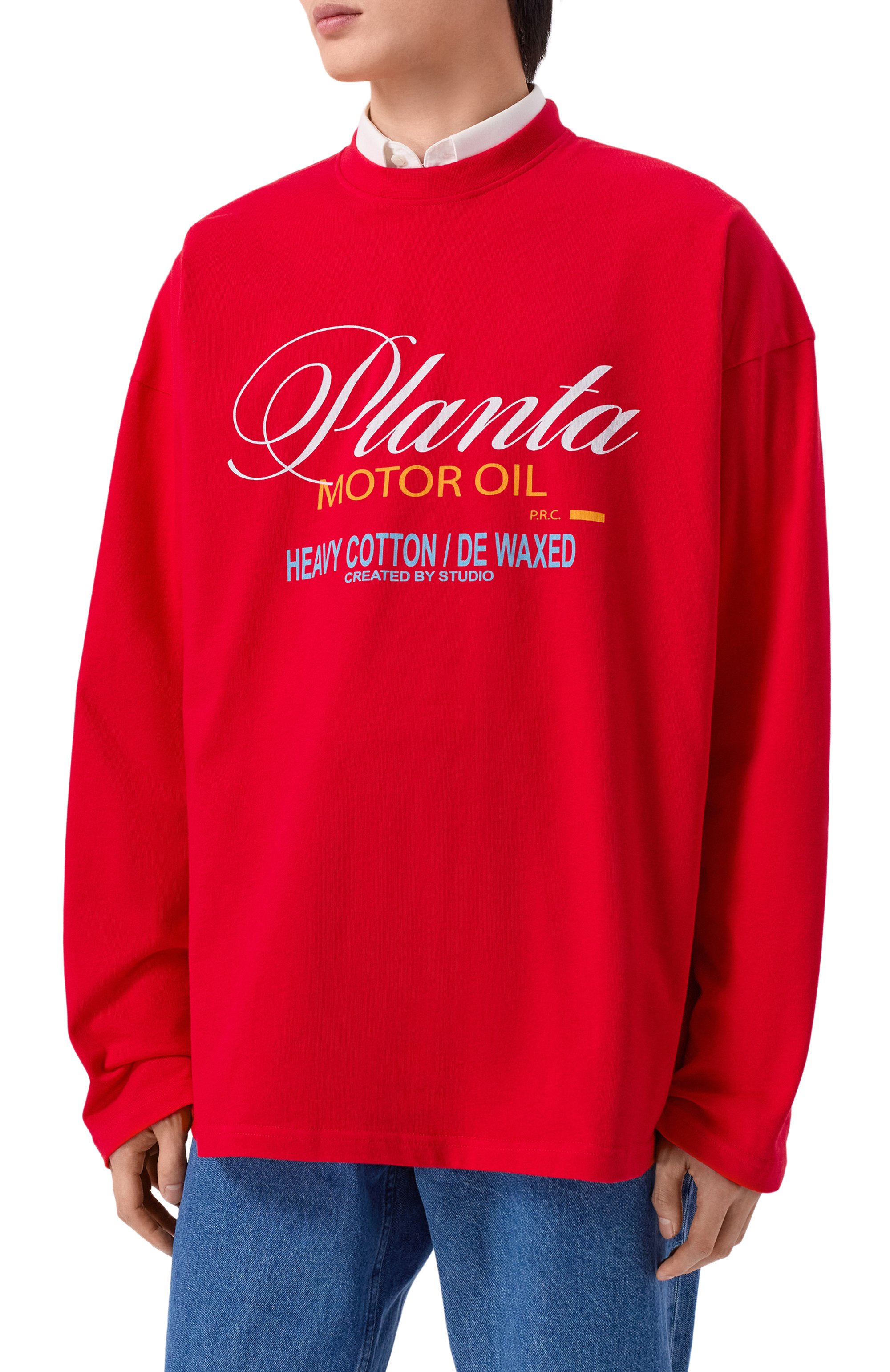 Хлопковый лонгслив PLANTA ROSA, арт. PR/L01.1/MOTOROIL-WHITE/220, фото 3