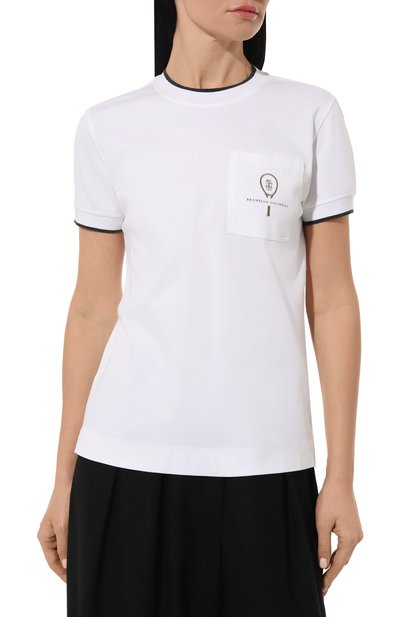 Хлопковая футболка BRUNELLO CUCINELLI белого цвета по цене 99450 руб., арт. ML824B1372, фото 3 Хлопковая футболка BRUNELLO CUCINELLI, арт. ML824B1372, фото 3