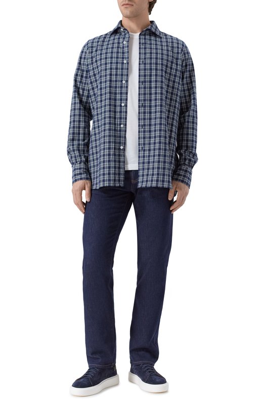 Хлопковая рубашка Finamore 1925 NAP0LI/A5093 Синий  NAP0LI/A5093 Фото 2